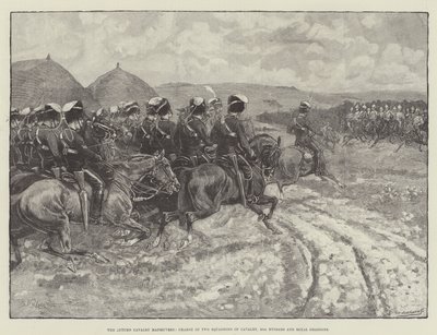 Die Herbstmanöver der Kavallerie, Angriff von zwei Schwadronen der Kavallerie, 20. Husaren und Royal Dragoons von William Barnes Wollen